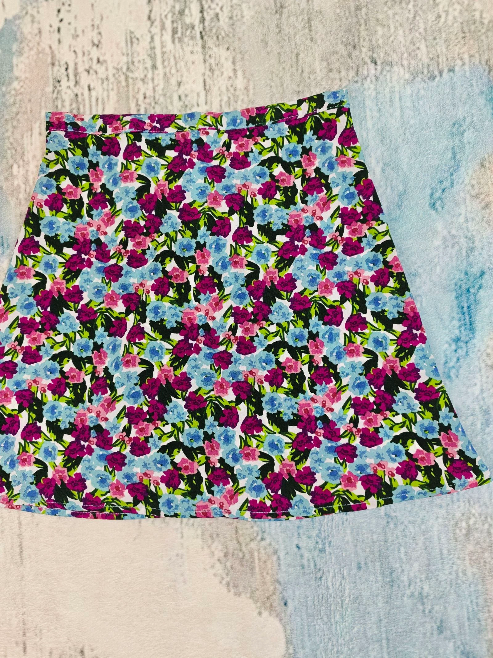 Saia Mini Floral Rosa Azul Estampa Ditsy Cottagecore Y2K Tamanho P – photo 5